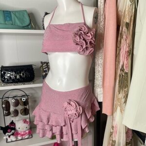 glitter rosette ruffle set